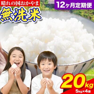 12ヶ月定期便 おかやま無洗米 20kg 米《お申し込み月の翌月から出荷開始》岡山県 笠岡市 無洗米