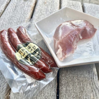 ジビエ 鹿肉 詰合せ 冷凍 計800g ブロック肉 500g ソーセージ 3本入100g×3個