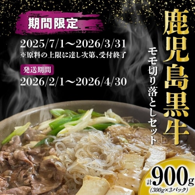 【2026年3月お届け】(J-1901)鹿児島黒牛モモ切り落としセット(計900g)