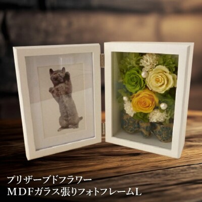 プリザーブドフラワー　MDFガラス張りフォトフレームL
