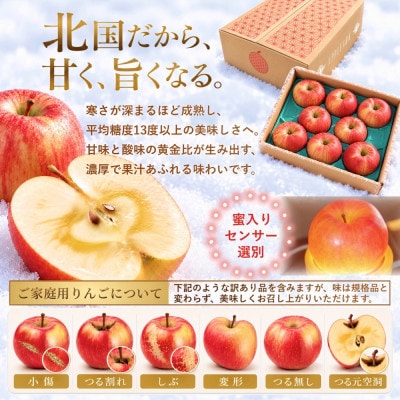 葉とらずサンふじ 大玉 約3kg(6～8玉) ご家庭用りんご(訳あり) 青森県産リンゴ 青森林檎