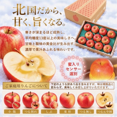葉とらずサンふじ 厳選 小玉 約3kg ご家庭用りんご(訳あり) 青森リンゴ 青森林檎