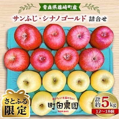 【さとふる限定】完熟サンふじ・シナノゴールド詰合せ　青森県藤崎町産りんご　家庭用　計約5kg