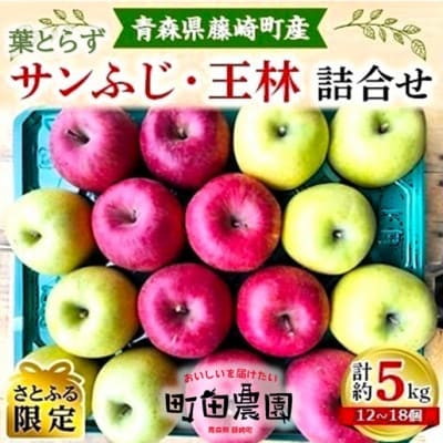 【さとふる限定】葉とらずサンふじ・王林詰合せ 青森県藤崎町産りんご 家庭用 約5kg