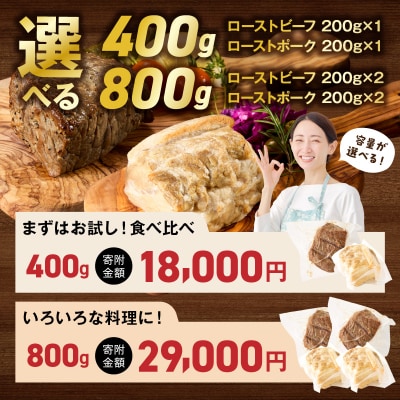 <工場直送>国産原料肉使用 ローストビーフ・ローストポーク詰合せセット 合計800g[210Y12]