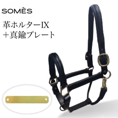 SOMES Reiz 革ホルター9 ブラック と 真鍮プレート [ソメスサドル 12260773]