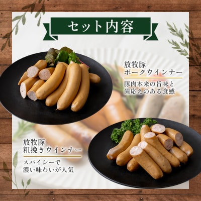 【定期便:4回】【ご自宅用】北海道産放牧豚 無添加ウインナーセット ×2セット