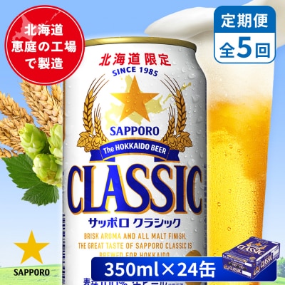 【定期便:全5回】サッポロクラシック 350ml×24本