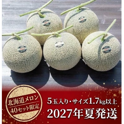 【2027年夏発送】岸田農園産 北海道メロン 5玉入り(1玉1.7kg以上)40セット限定【203】