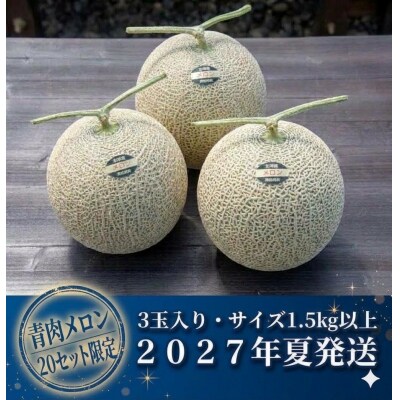 【2027年夏発送】岸田農園産 青肉メロン 3玉入り(1玉1.5kg以上)20セット限定【205】