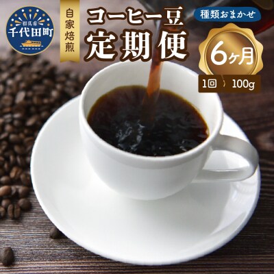 【6ヵ月定期便】自家焙煎コーヒー豆 100g×6ヵ月 種類おまかせ ch029-009