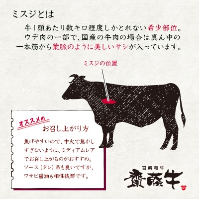 宮崎和牛「齋藤牛」ミスジステーキ100g×5枚　[2257] 