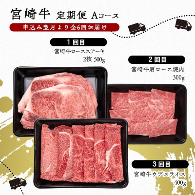 宮崎牛6ヶ月定期便Aコース 焼肉 すき焼き ステーキ[2789] 