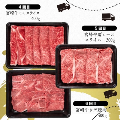 宮崎牛6ヶ月定期便Aコース 焼肉 すき焼き ステーキ[2789] 