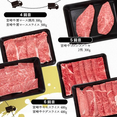 【6ヶ月定期便】内閣総理大臣賞4連覇!宮崎牛 焼肉 すき焼き しゃぶしゃぶ ステーキB [2792]