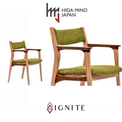 IGNITE ダイニングチェア(肘付)【オーク+ウォルナット材】JIG-DCX206A PNO+W
