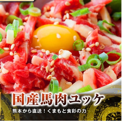 【国産馬刺し】熊本直送　上霜降り(トロ)140g+ユッケ100gセット(高森町)