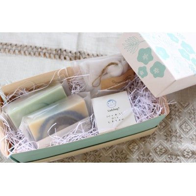 【ギフトセットA】ハンドメイドソープ(100g×2個) 馬油クリーム 泡立てネット付