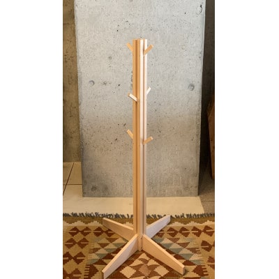 北欧調の木製ポールハンガー100cm(メープル材)コートやカバン、帽子をオシャレに掛けられる♪