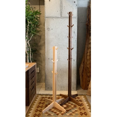 北欧調の木製ポールハンガー100cm(メープル材)コートやカバン、帽子をオシャレに掛けられる♪