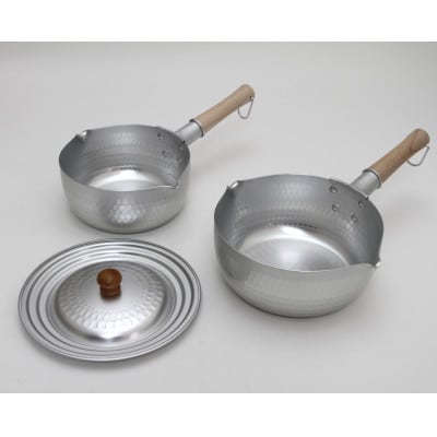 和の職人　深型槌目新仕様ゆきひら鍋18cm20cm兼用蓋16-20cm　3点セット(ガス火専用)