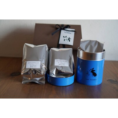 珈琲屋TERRA オリジナル珈琲缶と珈琲豆のセット(豆)