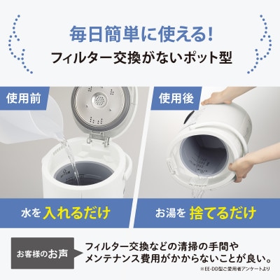 象印 スチーム式加湿器8～13畳 フィルター不要/ホワイト タンク/容量3L/EE-RU50-WA
