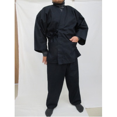 男性用紳士作務衣【紬絣無地】紺　LL寸