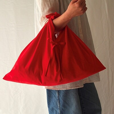 あづま袋(エコバッグ)　カラー:レッド　Lサイズ1セット