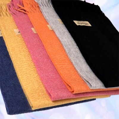 高級 カシミヤ100% 薄手 プチマフラー 無地 66301 レディース 内モンゴル産 ピンク