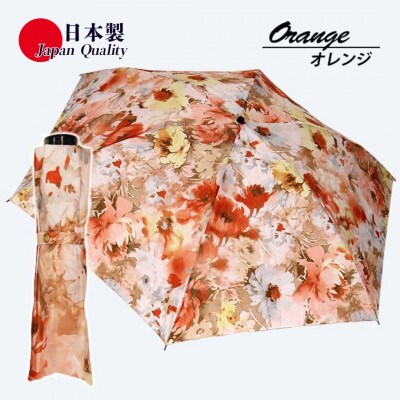 レディース雨傘 ミニ傘 136102 転写プリント カンタータ 日本製 オレンジ系