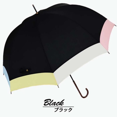 ドーム型 傘 レディース 雨傘 長傘 細身 深張り 無地 手開き 162102 ブラック
