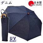 レディース 晴雨兼用傘 折りたたみ傘 綿デニム 無地 手開き UV防止 日本製 571601