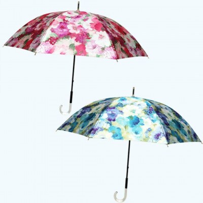 傘 レディース 雨傘 長傘 サテン織り 手開き 花柄 173501 日本製 ピンク
