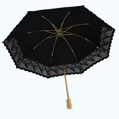 傘 日傘 レディース 2つ折 UV防止 2重張り ペイズリー柄 551002 日本製 ブラック