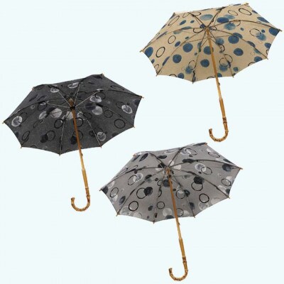 傘 日傘 晴雨兼用傘 レディース 長傘 麻 UV防止 ドット柄 531901 日本製 墨ブラック