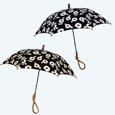 傘 日傘 長傘 レディース UV防止 花柄綿100% 521405 日本製 ブラック