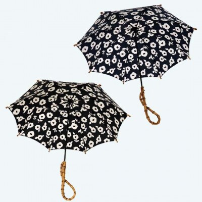 傘 日傘 長傘 レディース UV防止 花柄綿100% 521405 日本製 ブラック