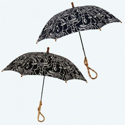 傘 日傘 長傘 レディース ローズ柄 綿100% UV防止 521406 日本製 ネイビー