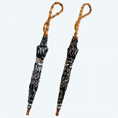 傘 日傘 長傘 レディース ローズ柄 綿100% UV防止 521406 日本製 ネイビー