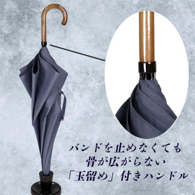 メンズ 晴雨兼用 長傘 無地 UV防止加工 533701 ブラック