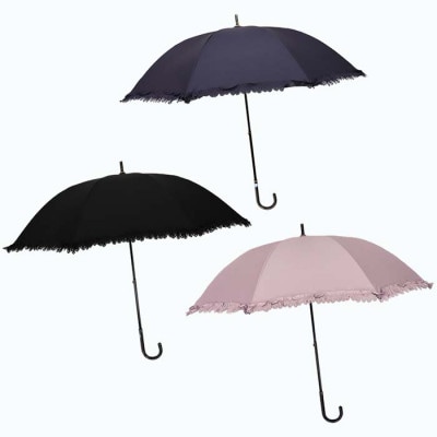 レディース 晴雨兼用 ショート長傘 1級遮光 ヒートカットフリル 545907 ネイビー