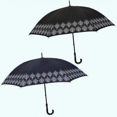 レディース 晴雨兼用 長傘 ゴシック柄 UV防止 543114 ブラック