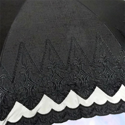レディース 晴雨兼用 折りたたみ傘 シルク100% オーナメント刺繍 564207 ブラック