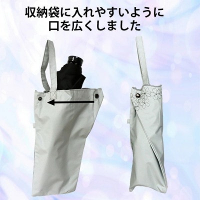 レディース 晴雨兼用 3つ折り傘 1級遮光 小花刺繍 深張り 50cm 593441 ネイビー