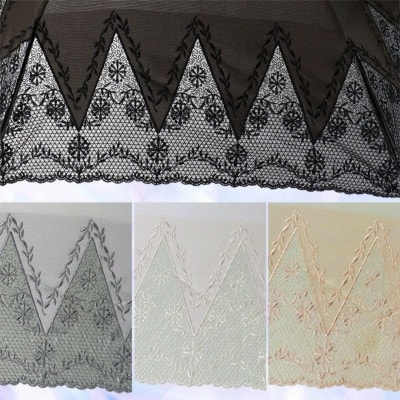 レディース 晴雨兼用3つ折り傘 シルク100% 花柄刺繍  594208 グレー