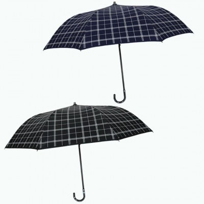 メンズ 晴雨兼用トップレス折りたたみ傘 1級遮光 ラインチェック柄 55cm 563909 ブラック