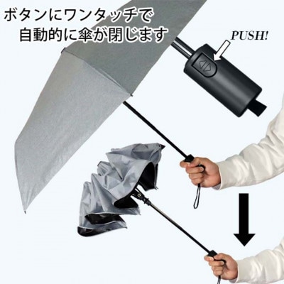 メンズ 晴雨兼用自動開閉3つ折り傘 遮光 デニム柄 55cm 593801 サックス
