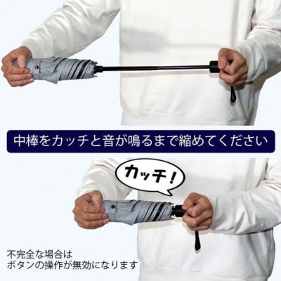 メンズ 晴雨兼用自動開閉3つ折り傘 遮光 デニム柄 55cm 593801 サックス