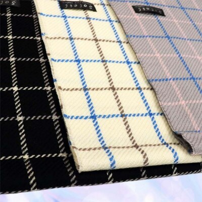 レディース ウール100% ラインチェック柄 マフラー 64162 オフホワイト